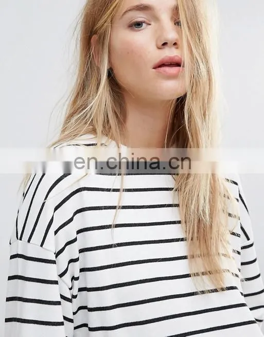 OEM factory high quality simple design sweatshirt new look stripe crop sweat