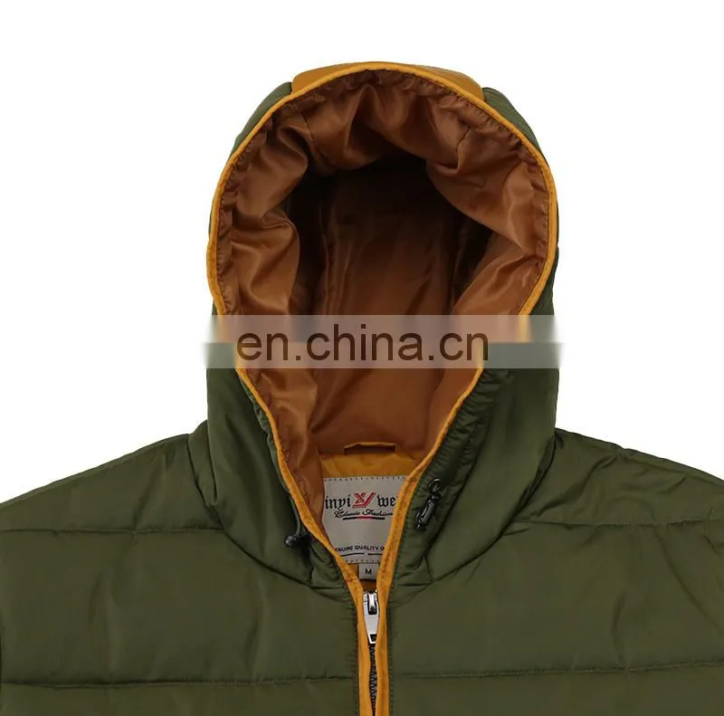 Outdoor sport man winter jacket wear and gentleman padding jacket with hood