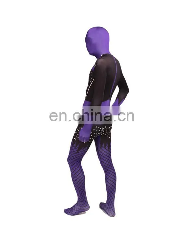 Wholesale Purple Sexy Full Hood Halloween Costume Zentai Lycra Catsuit