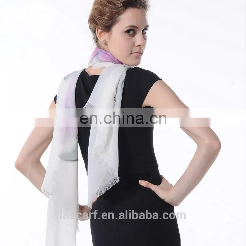 flower hand painted cashmere scarf