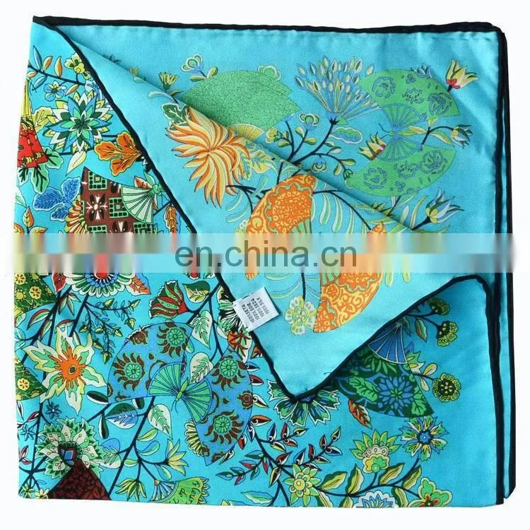 53cm square wholesale china factory silk printed scarf