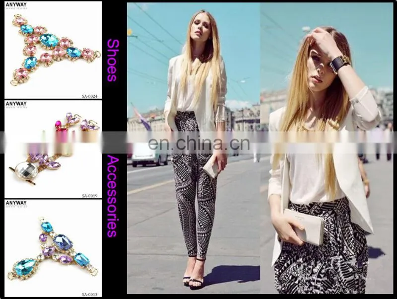 Wholesale shoe chains jeweled and pink rhinestones shoe accessory