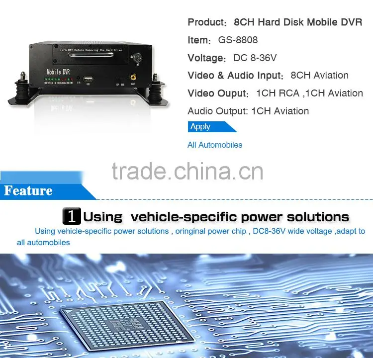 8CH Mobile DVR ,H.264 Bus MDVR ,G-sensor ,D1 ,MDVR
