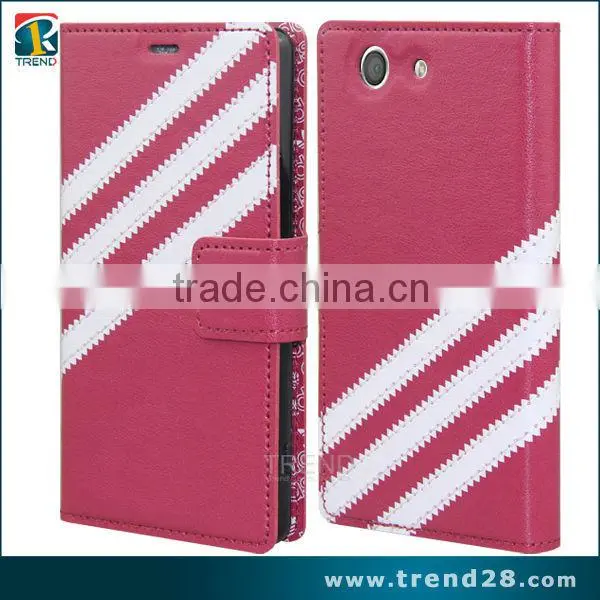 android mobile phone PU wallet leather case for Sony Z3 mini