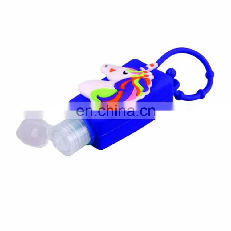 Cute Portable 30ML Plastic Empty Hand Sanitizer Bottle with Silicone Holder
