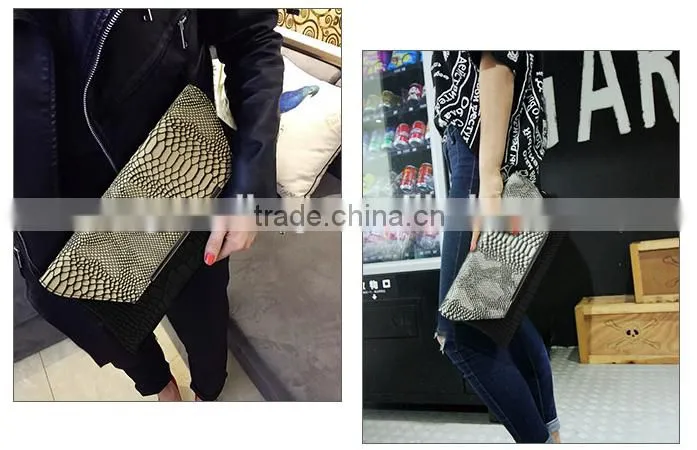 2016New arrival luxury crocodile pattern leather women clutch bag evening clutch bag soulder bag for women