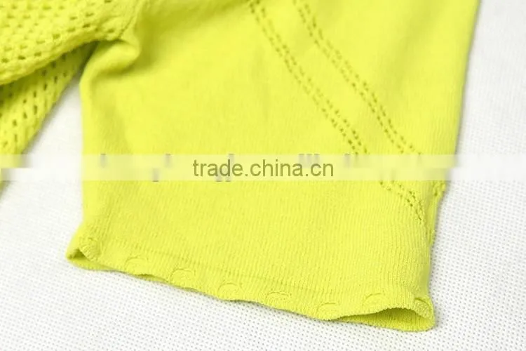 new arrival desgin for lady kintting hollow pattern round neck dress with half sleeves