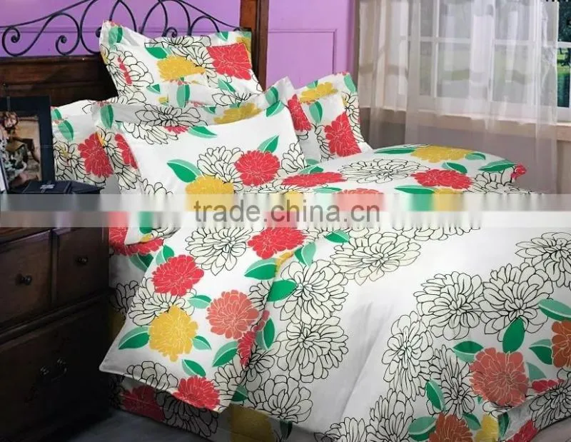 Hot sale microfiber fabric pigment printed bedding sheet set/home textile bedding sheet set