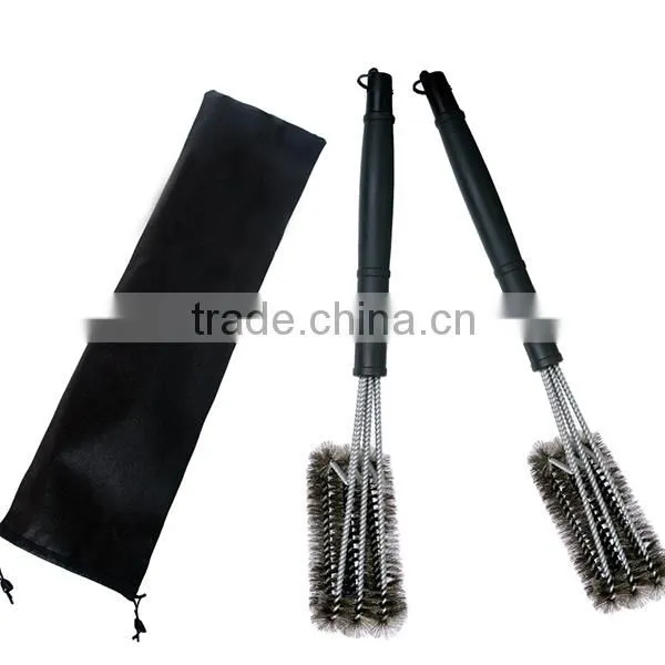 Best Selling 3 sided 18' Stainless Steel wire BBQ grill brush Barbecue Grill Brush long handle steel wire brush cheap