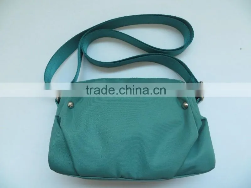 plain style waterproof nylon material green shoulder bags ladies 2016