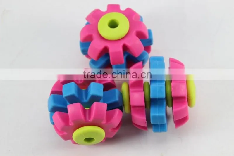 Pet products thermoplastic rubber three-gear pet cat dog chews toy