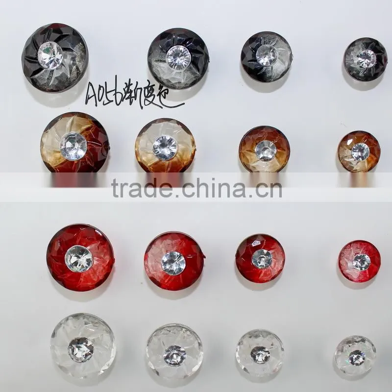 Gradient color rhinestone button plastic button