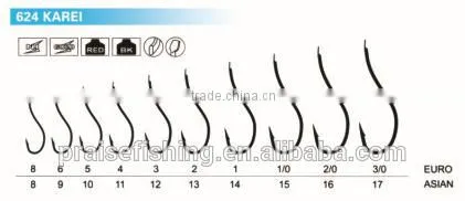 Red Paint/Black Nickle High carbon steel PR-624 KAREI wholesale fishing hook
