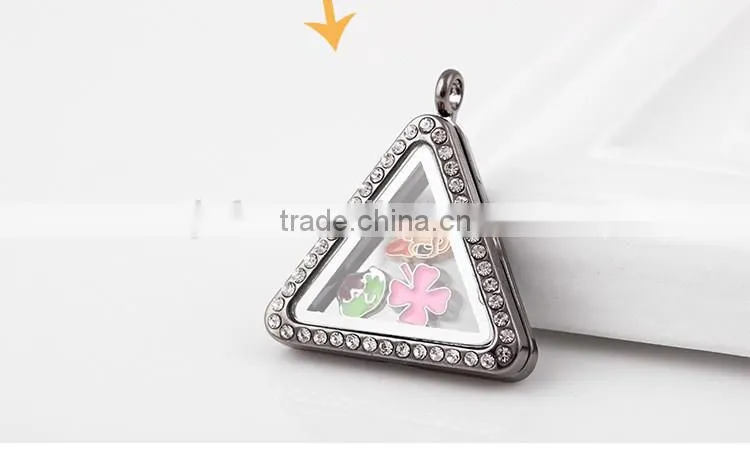 High Grade Alloy Living Floating Glass Magnetic Triangle Locket Pendant Wholesale China