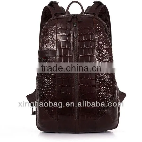 Custom genuine leather backpack vintage crocodile leather backpack bags