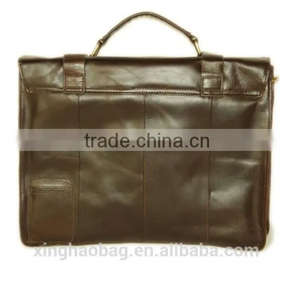 2014 branded men's briefcase brown leather briefcase bag