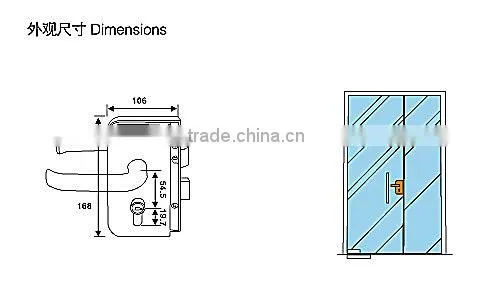 KG-08S High quality commercial glass door lock/single side lock