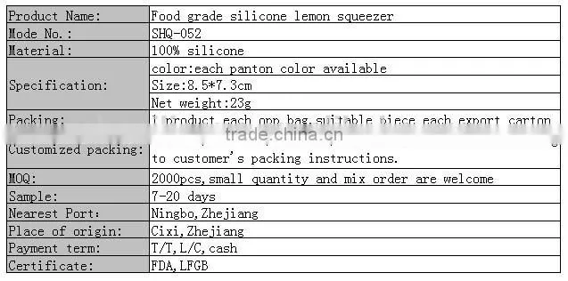 Food grade silicone lemon squeezer