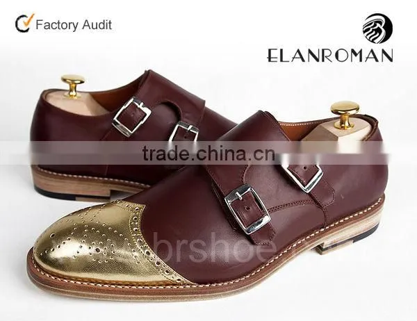 Dark brown color shinning leather monk strap shoe