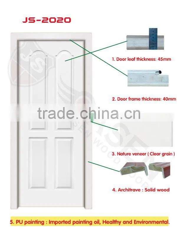 waterproof primed white cherry wooden laminated flush doors