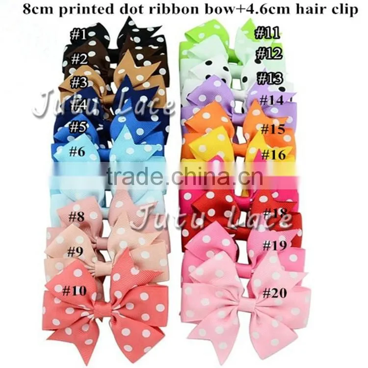 Wholesale Baby Girls Boutique Grosgrain Ribbon Colorful Hair Bow Clips - Children hair clips with Bowknot - 40colors for choose