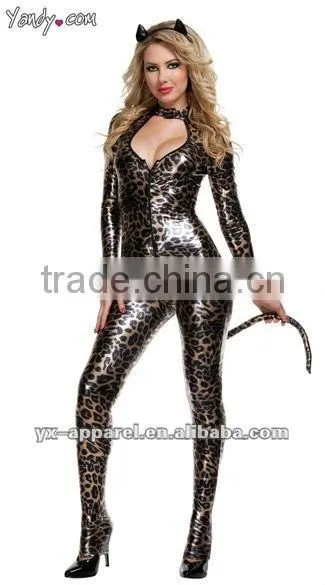 2012 newest ladies black leather catsuits