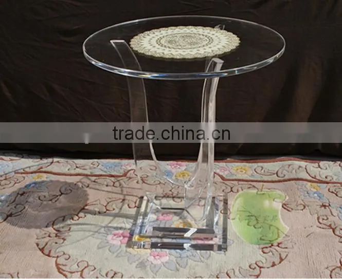 folding clear acrylic coffee table made by acrylic material with printing logo surface