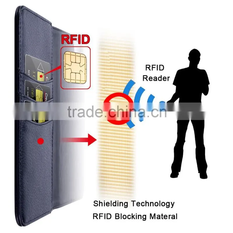 Detachable leather phone case with magnet and RFID material