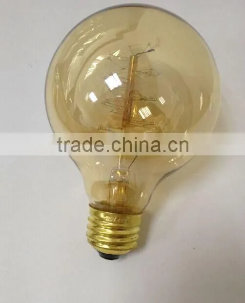 amber glass vintage globe Edison lamp incandescent bulbs deocoration brass base