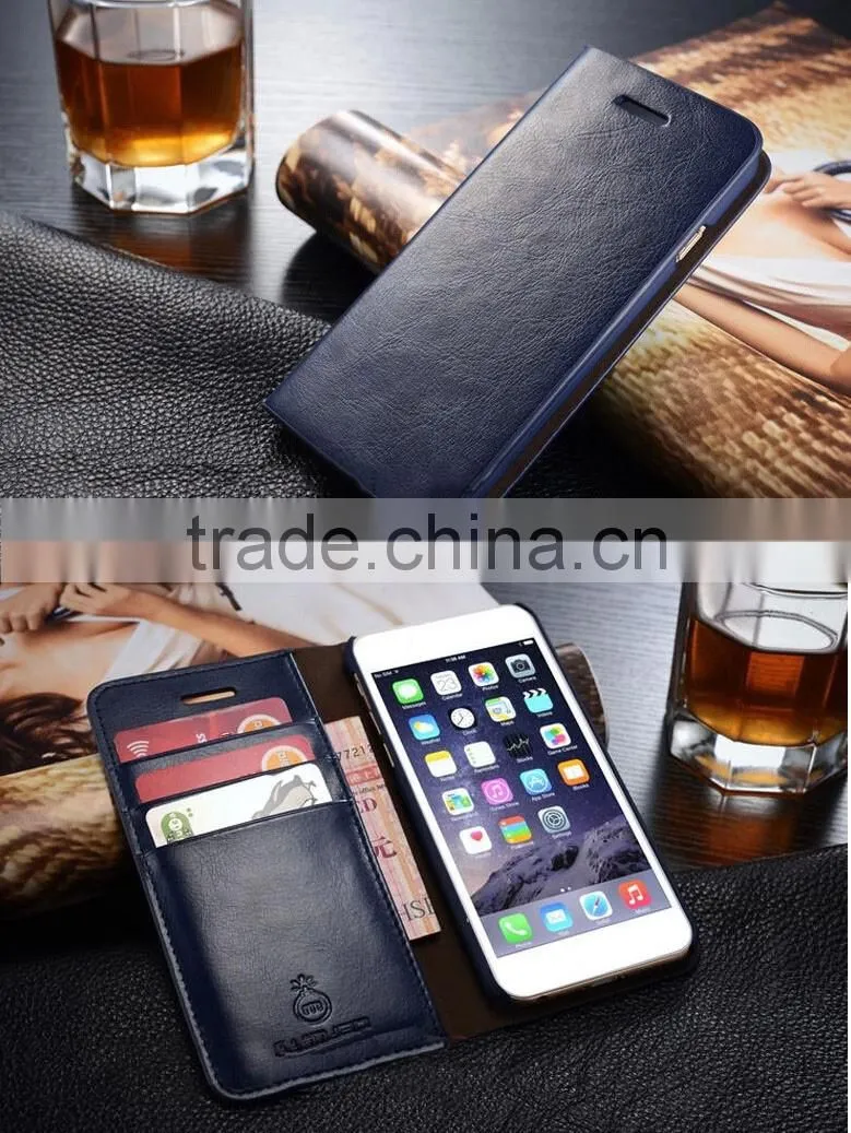 Slim origina leather card slot case wallet case cover for iphone samsung s6 core