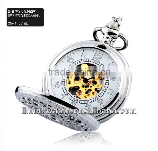 CT-1701 manufacurer of new products 2013 waterproof fashionable skeleton pocket watch skeleton watch winner