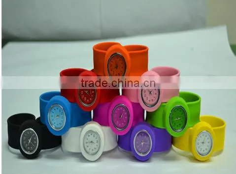 multi colors gents silicone slap watch for men water resistant with slap straps