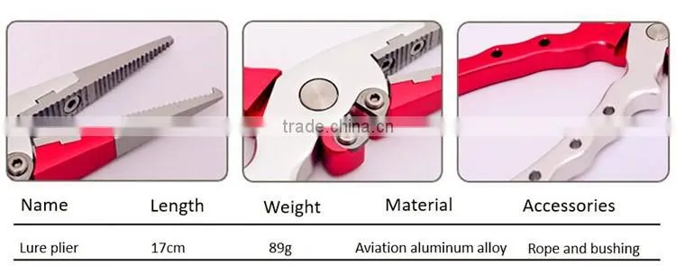 QJS-FP1 Hot Sale Fishing Tackle Aluminium Fishing Plier Chinese Fishing Tackle tool kit