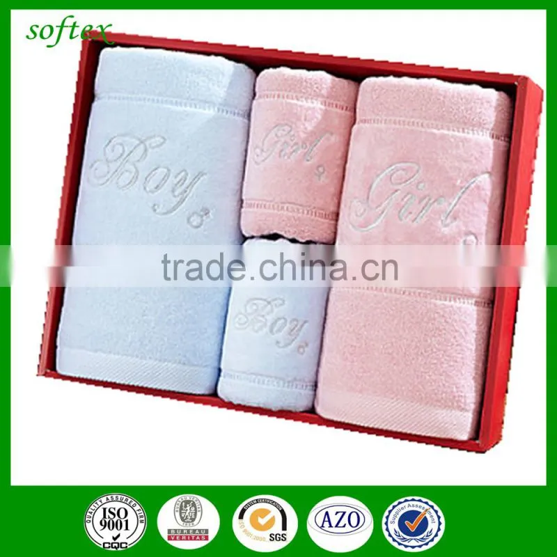 100% Cotton 4 pieces Customized Towel Set with logo in gift box