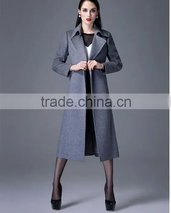 long pattern elegant wool coat for women