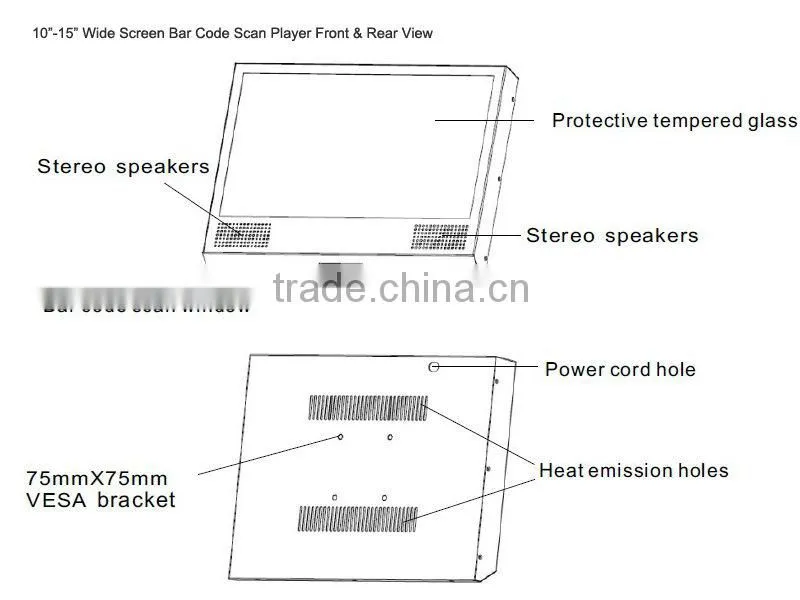 barcode scanner with display 7-15inch
