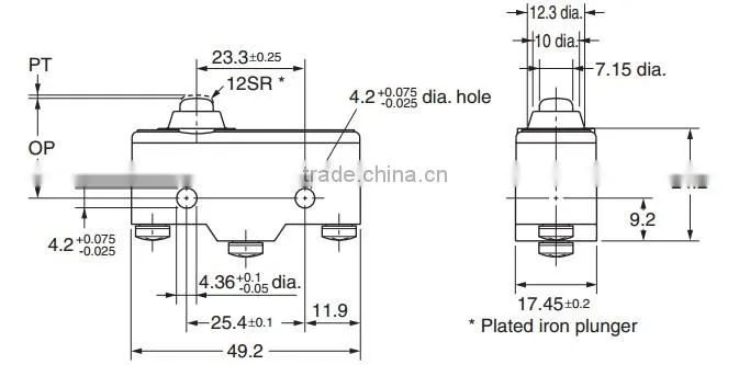 15A General purpose Short Spring pin Plunger micro Switch