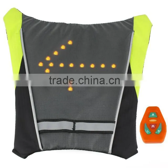 Reflective Flashing LED backpack Luminous Safety Warning Direction cycling/Hiking Backpack with Turn Signal secutiry pilot