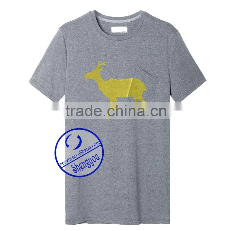 Custom crew neck digital printing pocket t shirt for sublimation printing