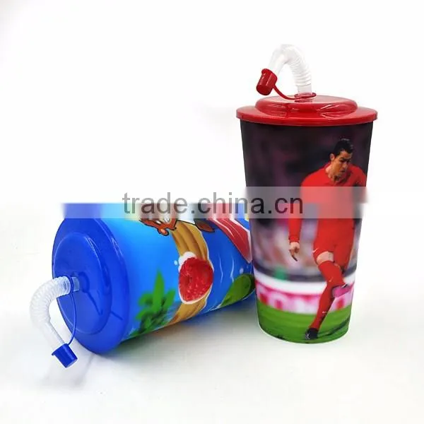 Disposable Different Capacity JoyShaker Plastic Cup With Straw 420ml Logo Print