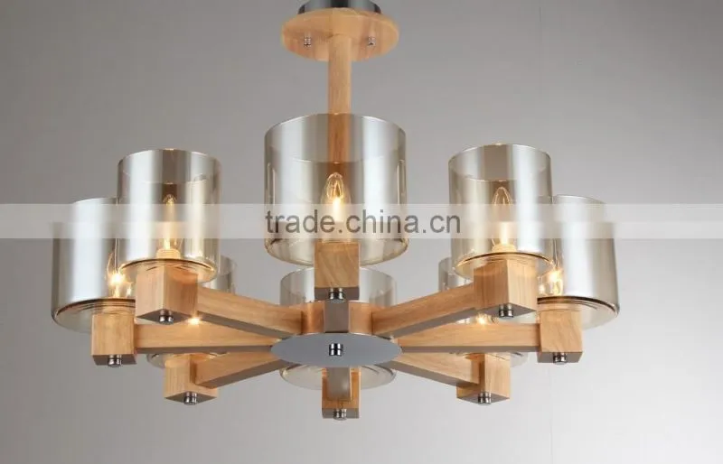 New solid wood chandelier Modern glass ceiling light fixture