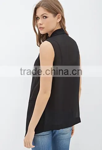 2015 new fashion chiffon back sleeveless women waistcoat