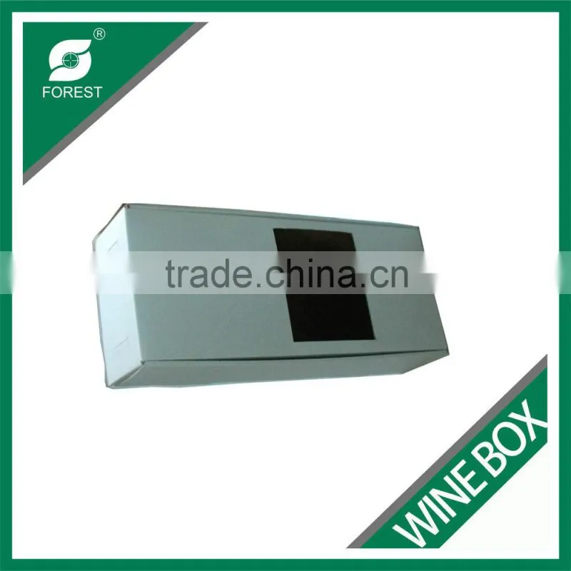 PLAIN WHITE CORRUGATED DISPLAY BOXES TWO BOTTLES VODKA WINE PACKING CARRIERS WITH PLASTIC HANDLE