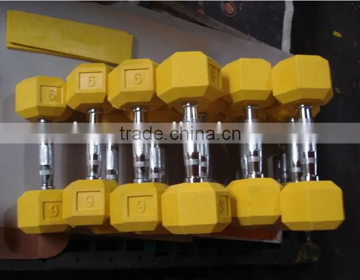 Crossfit Black Rubber Coated hex dumbbells