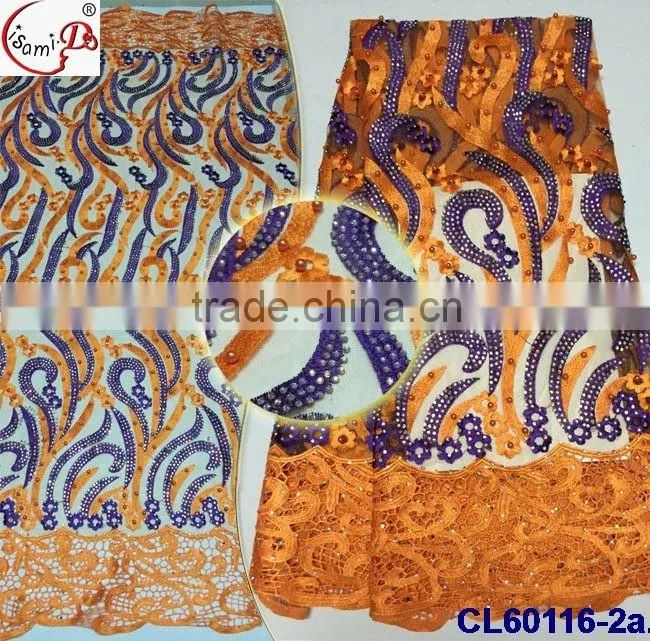 stones&pearl french lace cl60116 with ployeaster material fashionable design for African ladies
