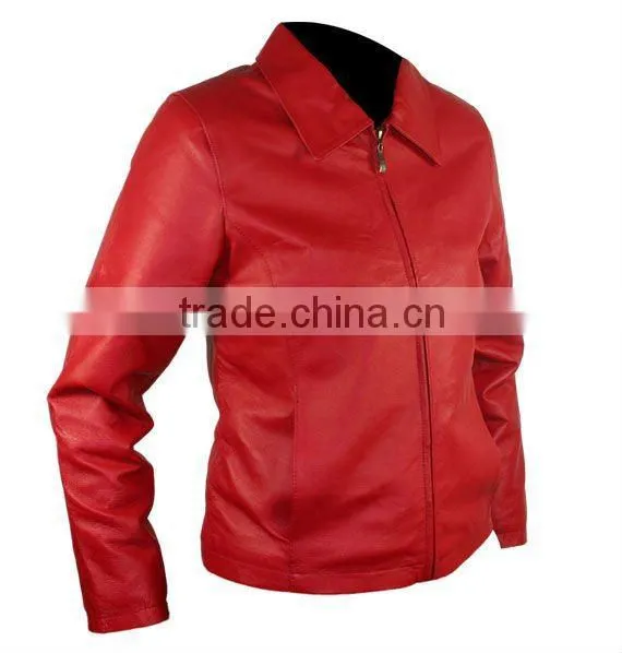 Blue Color Ladies Leather Jacket, Blue Leather Jacket, Womens Leather jacket, Fitted Leather Jacket