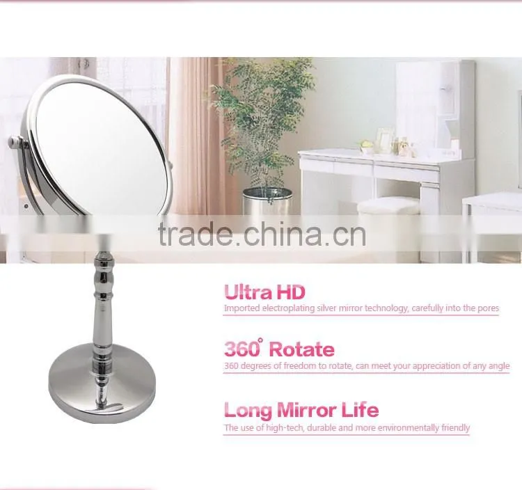Chrome plated desktop decorative vanity mirror