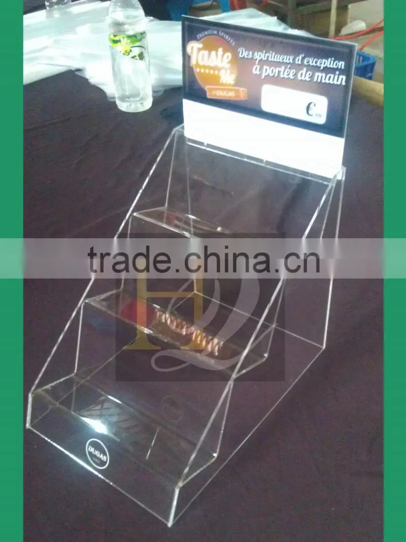 custom 3 tier acrylic makeup display stand/3 step cosmetic display rack