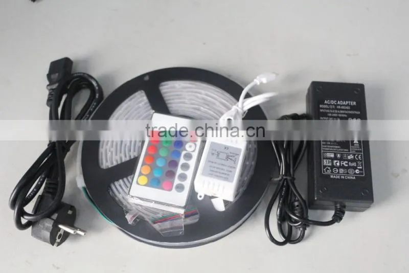 5M 300 leds 60leds/m 12V SMD 3528 RGB LED Strip light flexible band with 24/44 Keys IR Remote control +3A Power Supply