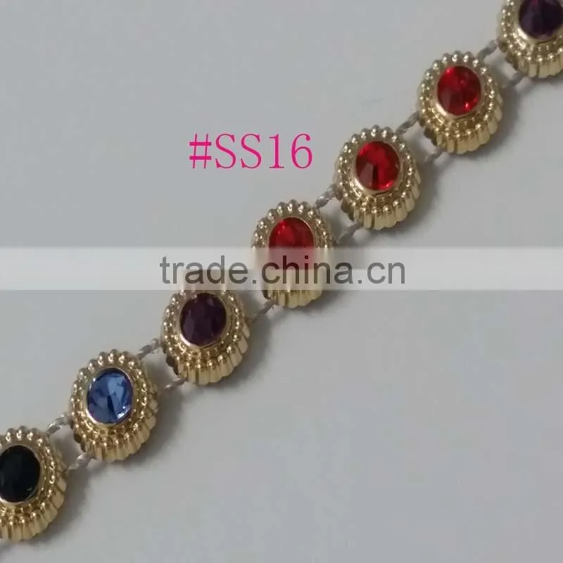 Gold UV electroplating diamond Trimming. Crystal Rhinestone BandingSS12 rhinestone Banding . Wholesale
